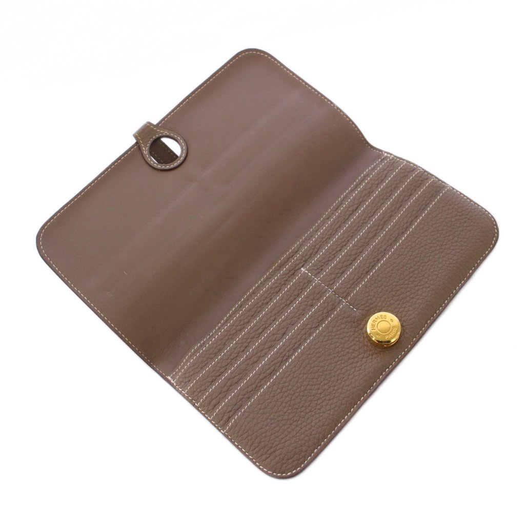 エルメス HERMES ドゴンロング 長財布 二つ折り エトゥープ □N刻印  