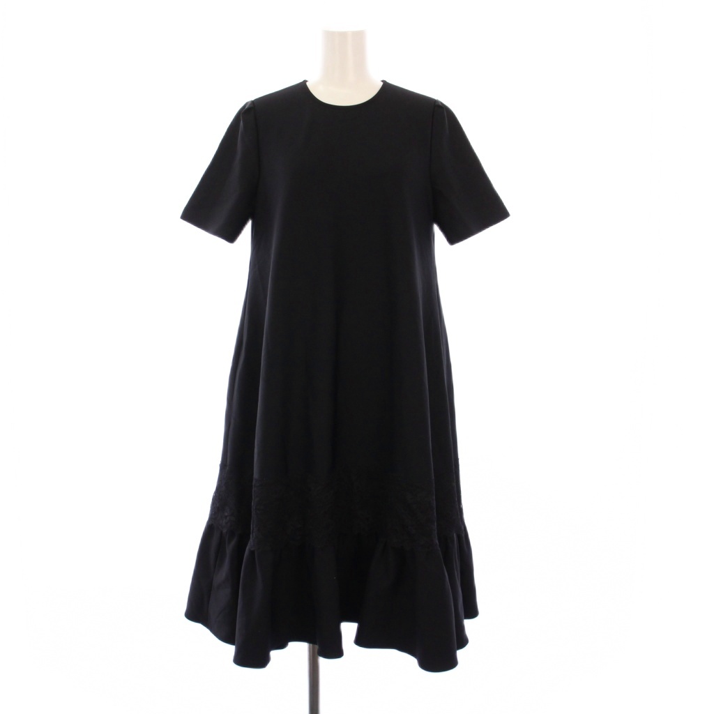 ルネ Rene 24年製 リラテックワンピース 半袖 ロング レース切替 34 黒  