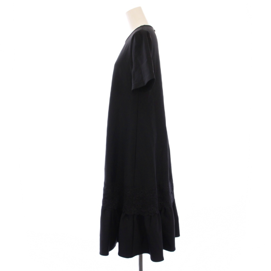 ルネ Rene 24年製 リラテックワンピース 半袖 ロング レース切替 34 黒  