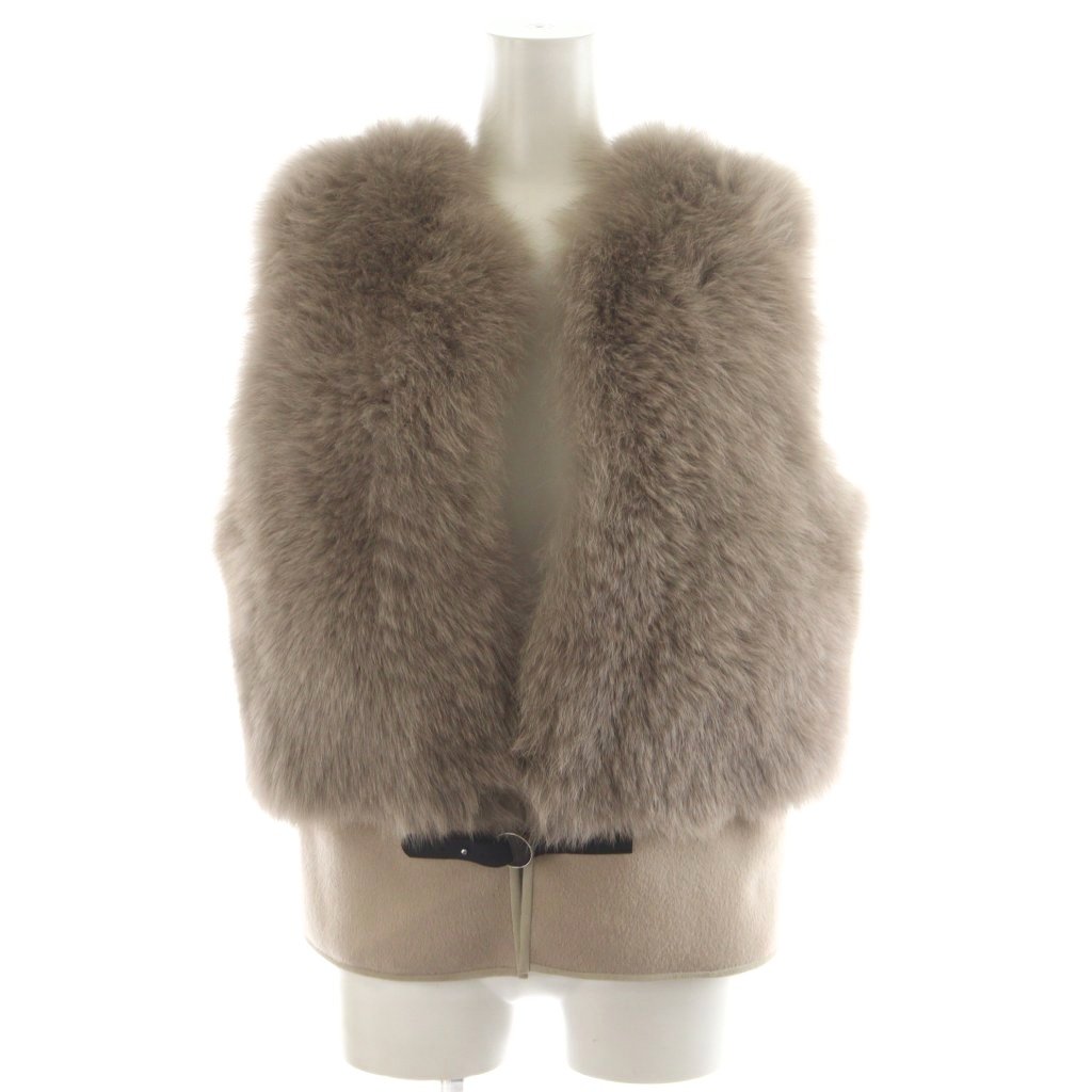 ソブ sov. ダブスタ フォックスファーベスト 前開き ウール 36 ピンク