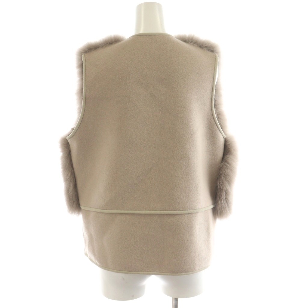 ソブ sov. ダブスタ フォックスファーベスト 前開き ウール 36 ピンク