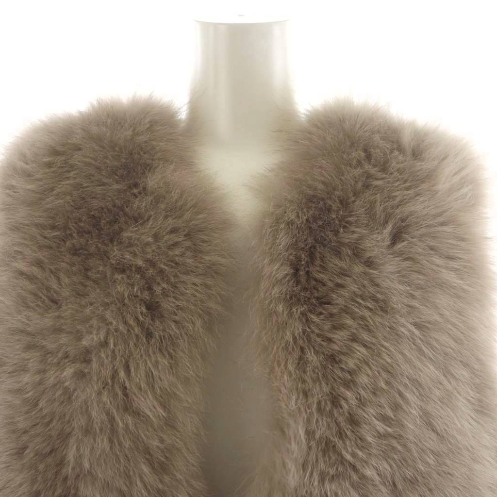 ソブ sov. ダブスタ フォックスファーベスト 前開き ウール 36 ピンク