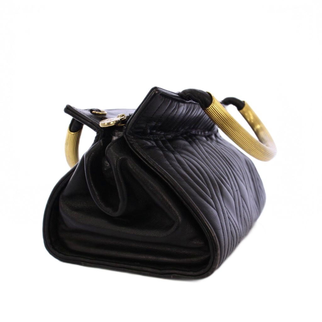 フェンディ FENDI パスタ ハンドバッグ レザー ゴールド金具 ブラック