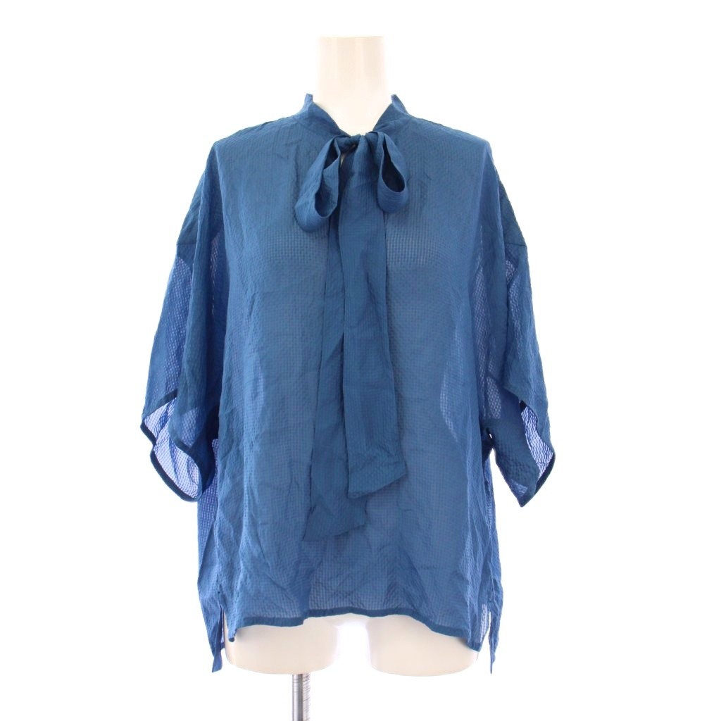 ドゥロワー Drawer チェック フリル ブラウスブルー36