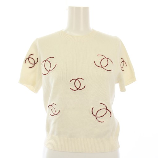 シャネル CHANEL UNIFORM 24SS ココマーク ニット セーター 半袖 刺繍