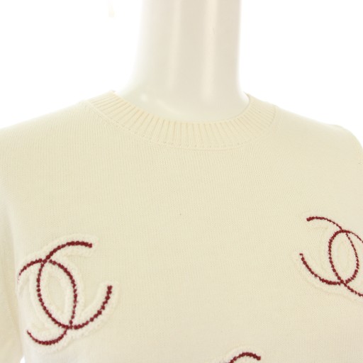 シャネル CHANEL UNIFORM 24SS ココマーク ニット セーター 半袖 刺繍