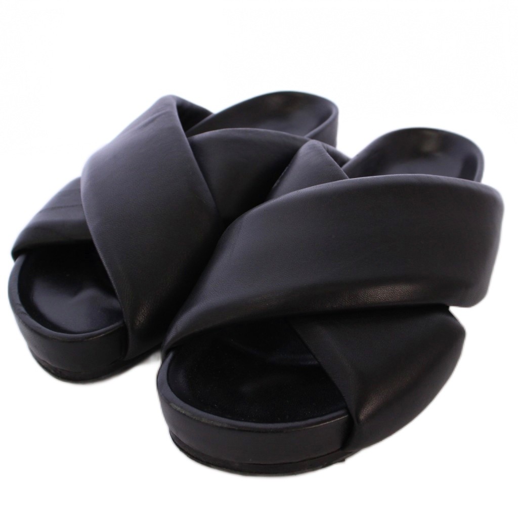 ジルサンダー JIL SANDER クロスストラップ レザー サンダル ミュール