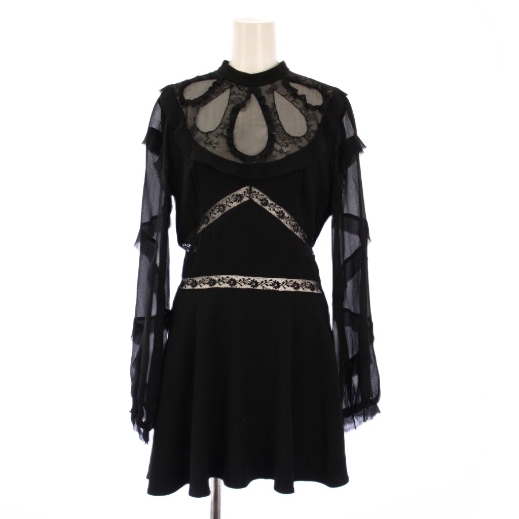 ミュウミュウ miumiu フレアワンピース ミニ丈 長袖 シアー シースルー