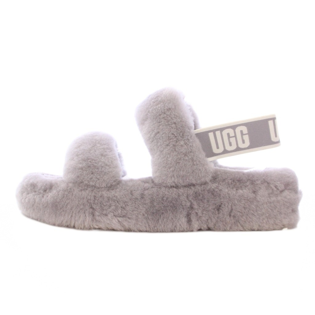 UGG ファーサンダル グレー・ホワイト UGG ファー サンダル グレー 厚底