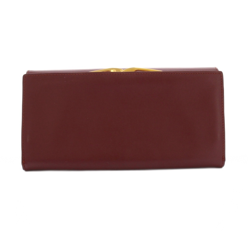 【美品】カルティエ　長財布　レザー　ボルドー　ゴールド金具　刻印 ☆カルティエ☆長財布☆ボルドー☆Cartier☆ 美品】カルティエ 長財布