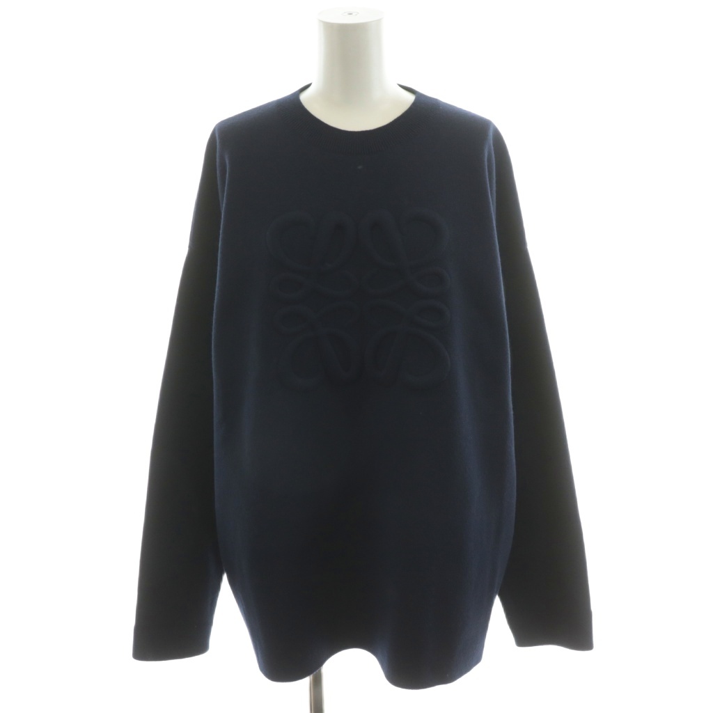 【中古】ロエベ LOEWE 23AW 3D アナグラム ニット セーター 長袖 ロゴ ウール XS 紺 ネイビー H526Y14KEE ロエベ LOEWE 23AW 3D アナグラム ニット セーター 長袖 ロゴ ウール