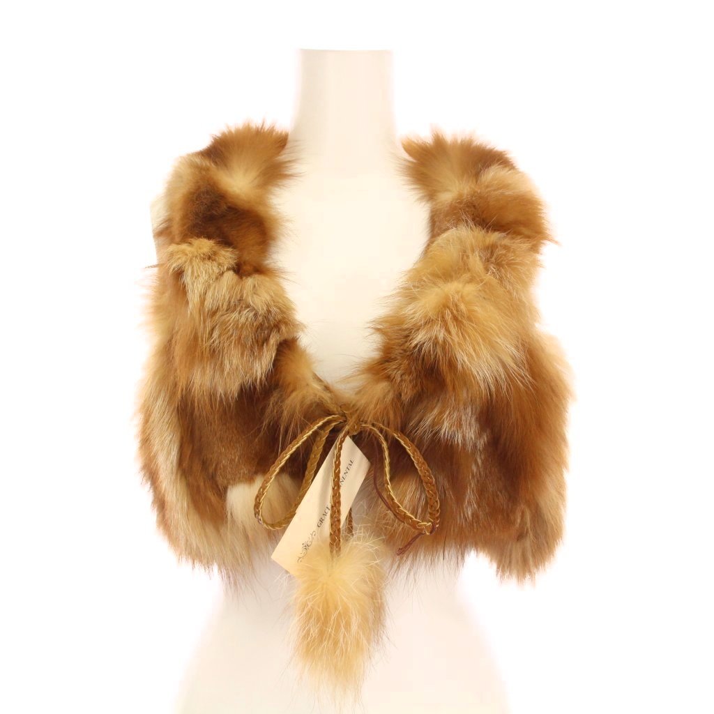 未使用yves salomon フォックスファーベスト フード サイズ36 YVES