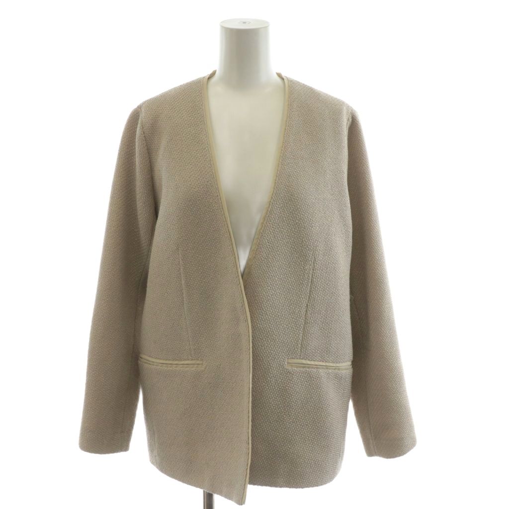 DOORS ノーカラーVネックロングジャケット ブラック M URBAN RESEARCH