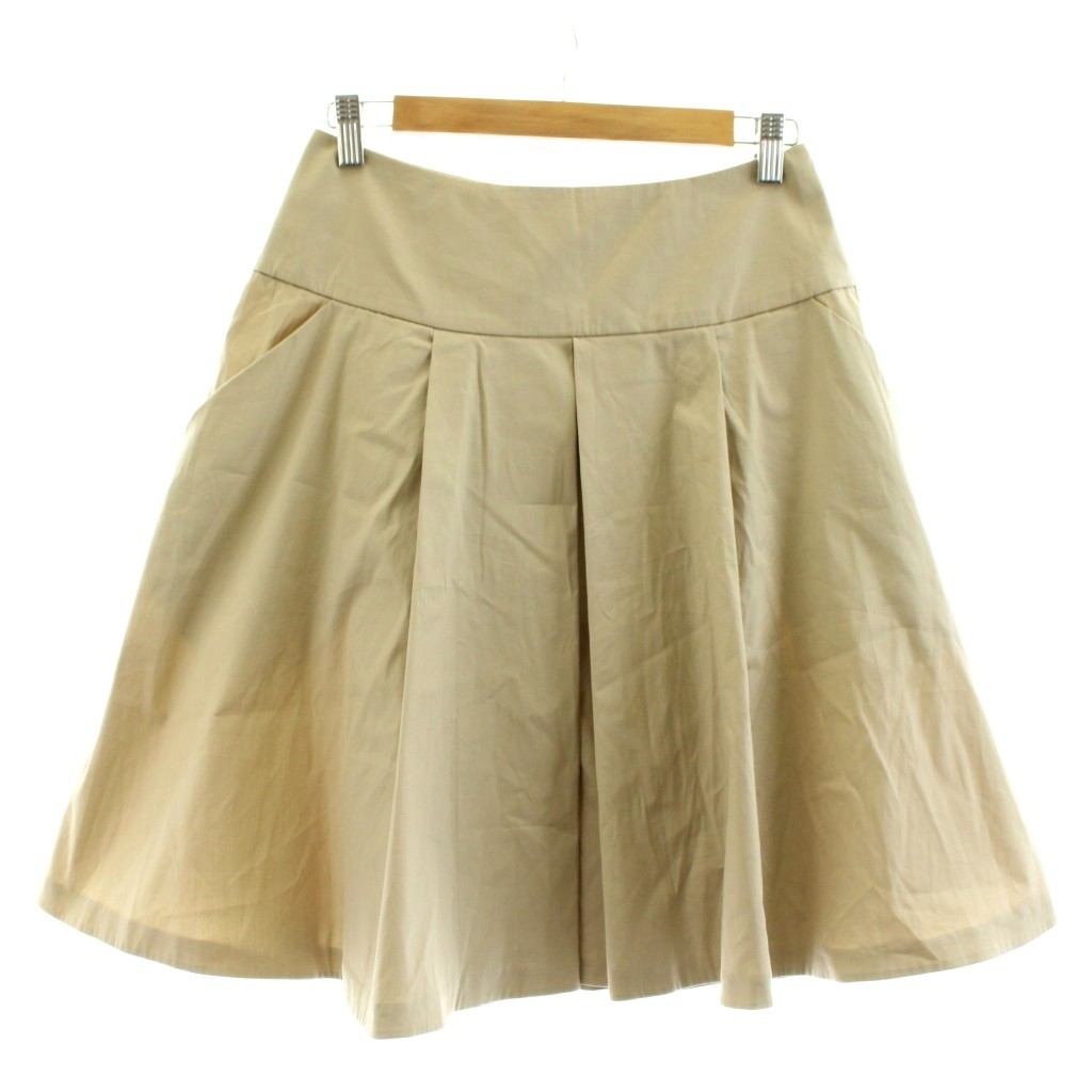 PRADA プラダ プリーツ フレアスカート 膝丈 ウール シルク混 40