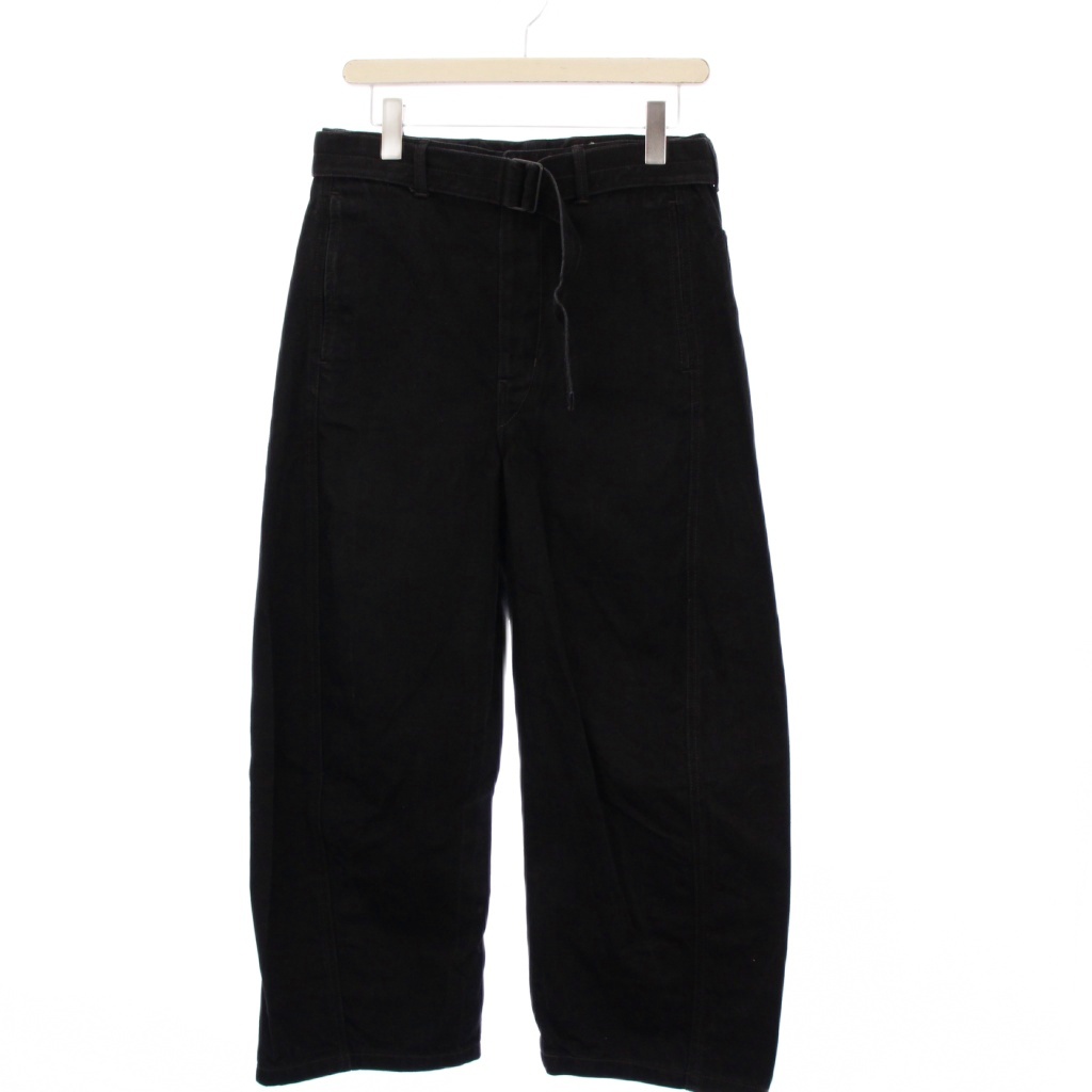 ルメール LEMAIRE ツイストベルテッドパンツ ワイド S 黒 PA326 LD1000 