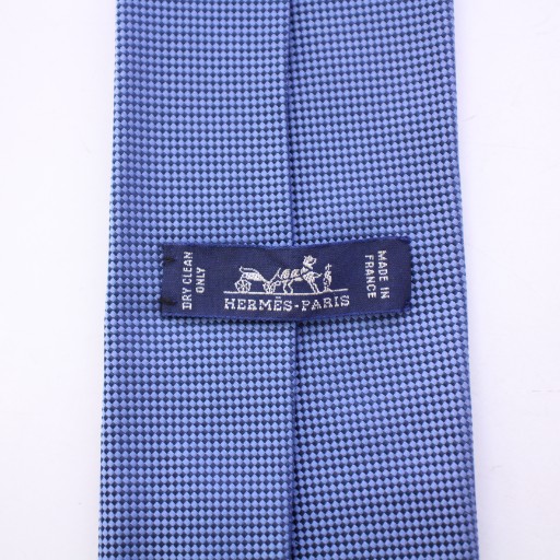 エルメス HERMES ネクタイ レギュラータイ シルク ワンカラー 青  