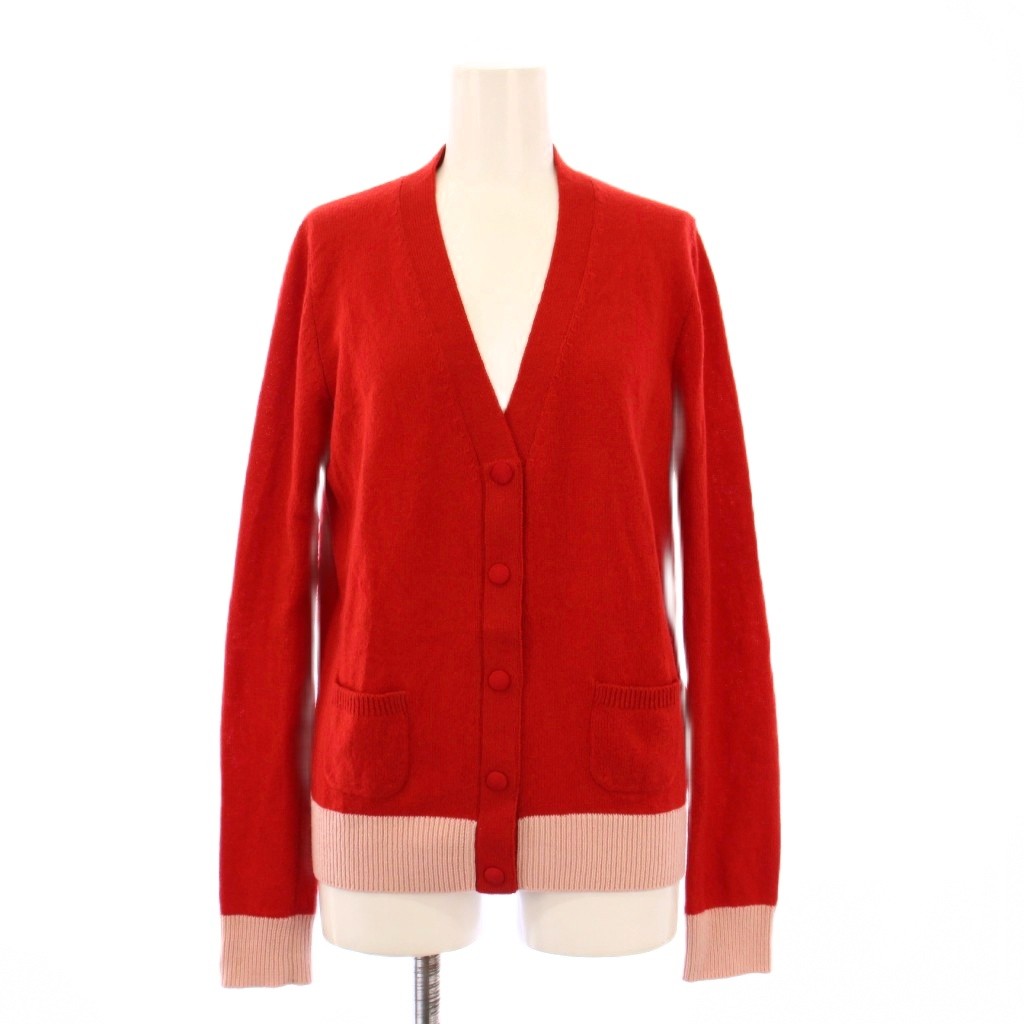 モンクレール MONCLER ニットカーディガン 長袖 Vネック カシミヤ M 赤  