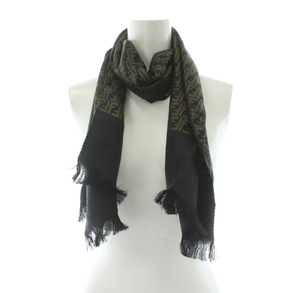 フェンディ FENDI cravatte ストール マフラー フリンジ ズッカ柄 ロゴ