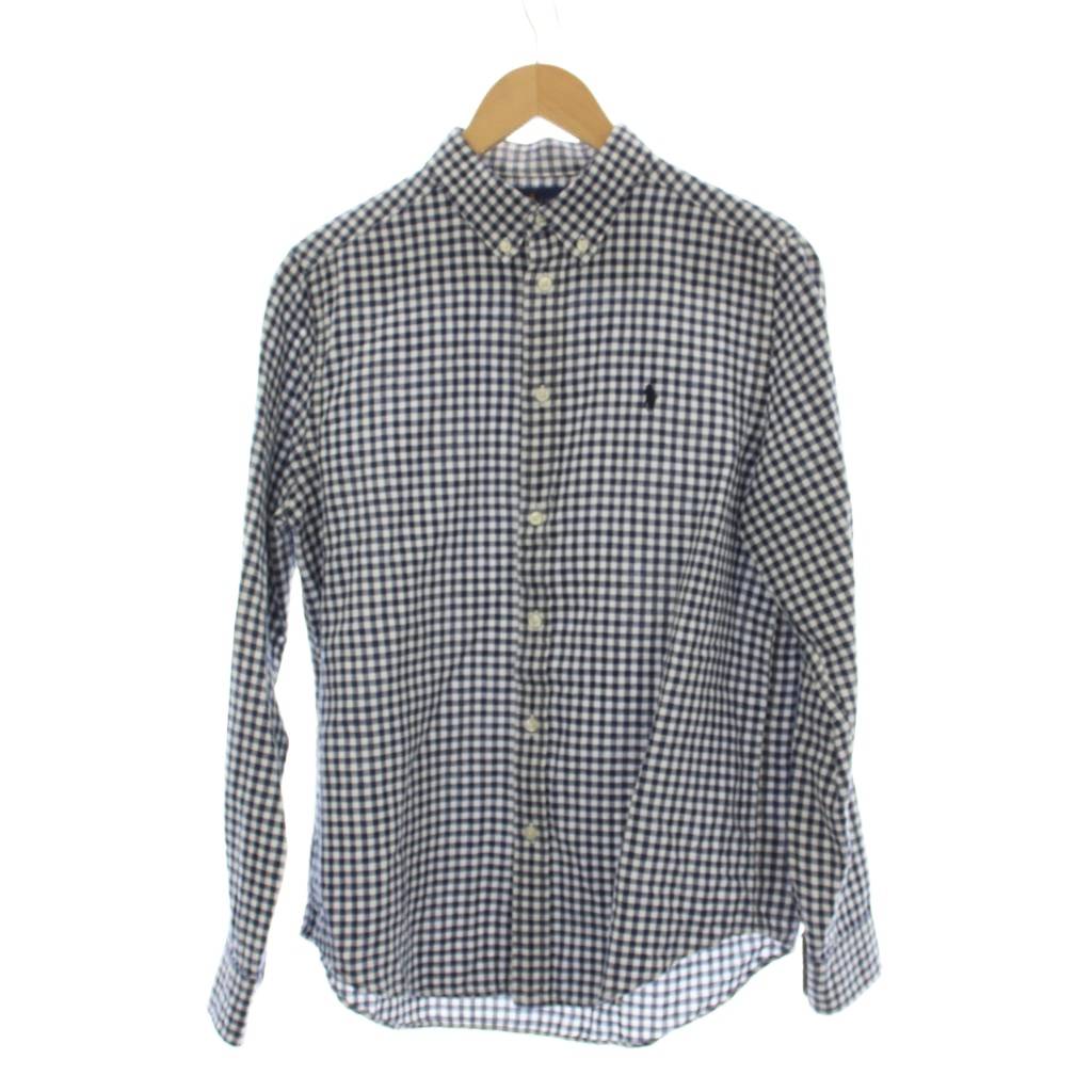 ラルフローレン RALPH LAUREN シャツ 麻混 リネン混 長袖 XL 青 ブルー チェック柄 /AP メンズ