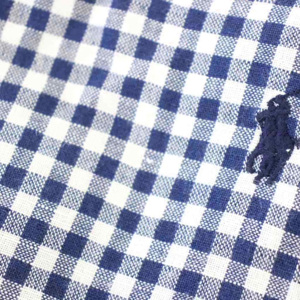 ラルフローレン RALPH LAUREN シャツ 麻混 リネン混 長袖 XL 青 ブルー チェック柄 /AP メンズ