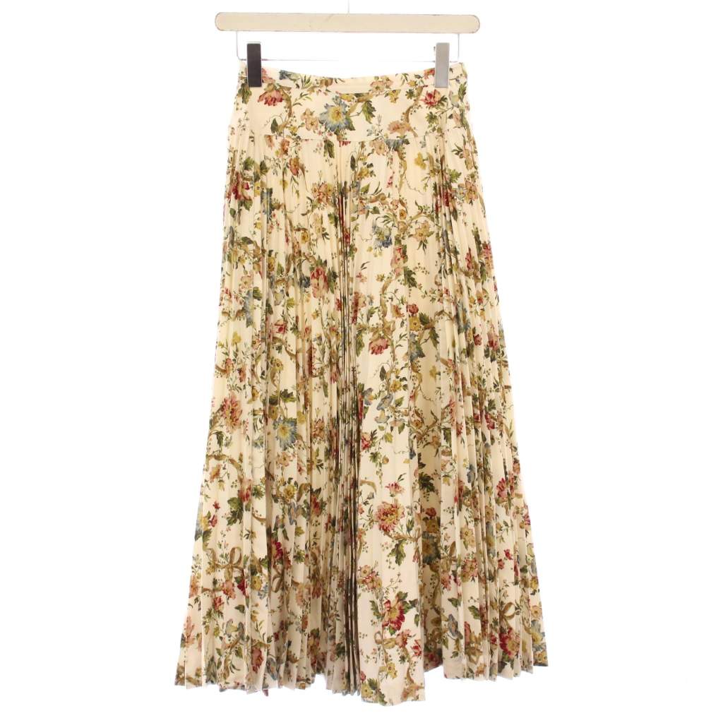 インゲボルグ INGEBORG プリーツスカート フレア ミモレ ロング 花柄 S