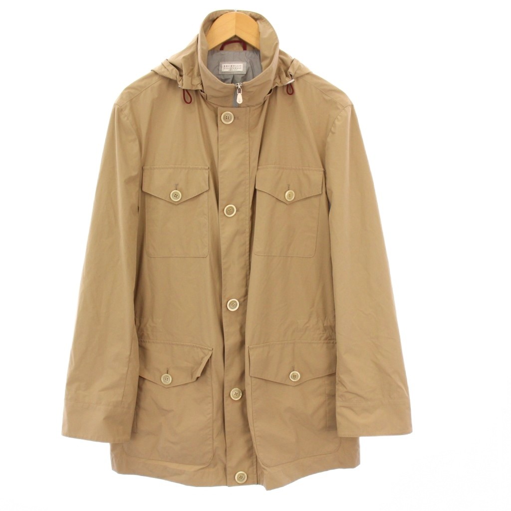 【中古】ブルネロクチネリ BRUNELLO CUCINELLI フーディジャケット アウター ナイロン 52 ベージュ /KH メンズ ブルネロクチネリ BRUNELLO CUCINELLI フーディジャケット アウター