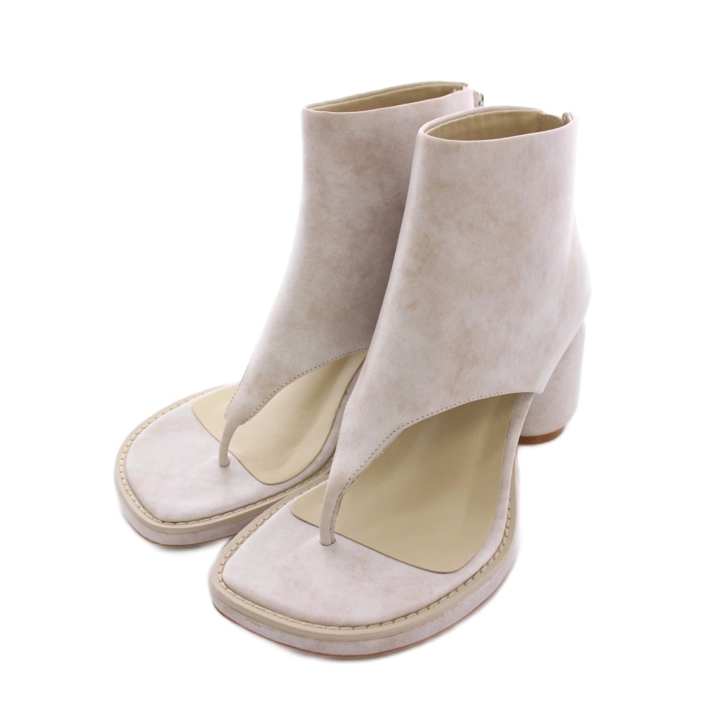 【中古】アルム ALM. TENCIA LEATHER BOOTS トングサンダル アンクルブーツ 38 ホワイト ベージュ /YM レディース アルム ALM. TENCIA LEATHER BOOTS トングサンダル アンクルブーツ 38