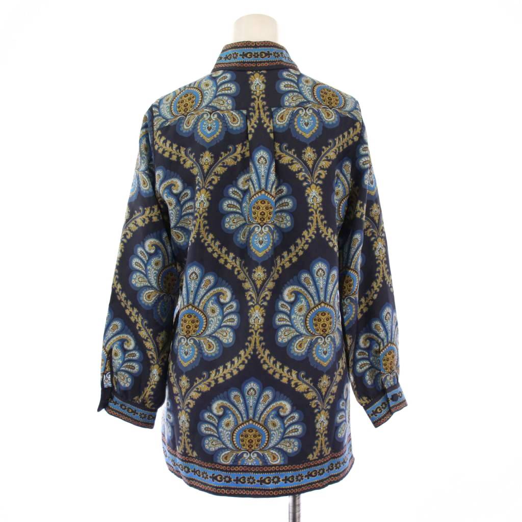 エトロ ETRO シャツ ブラウス 長袖 レギュラーカラー 総柄 シルク 38