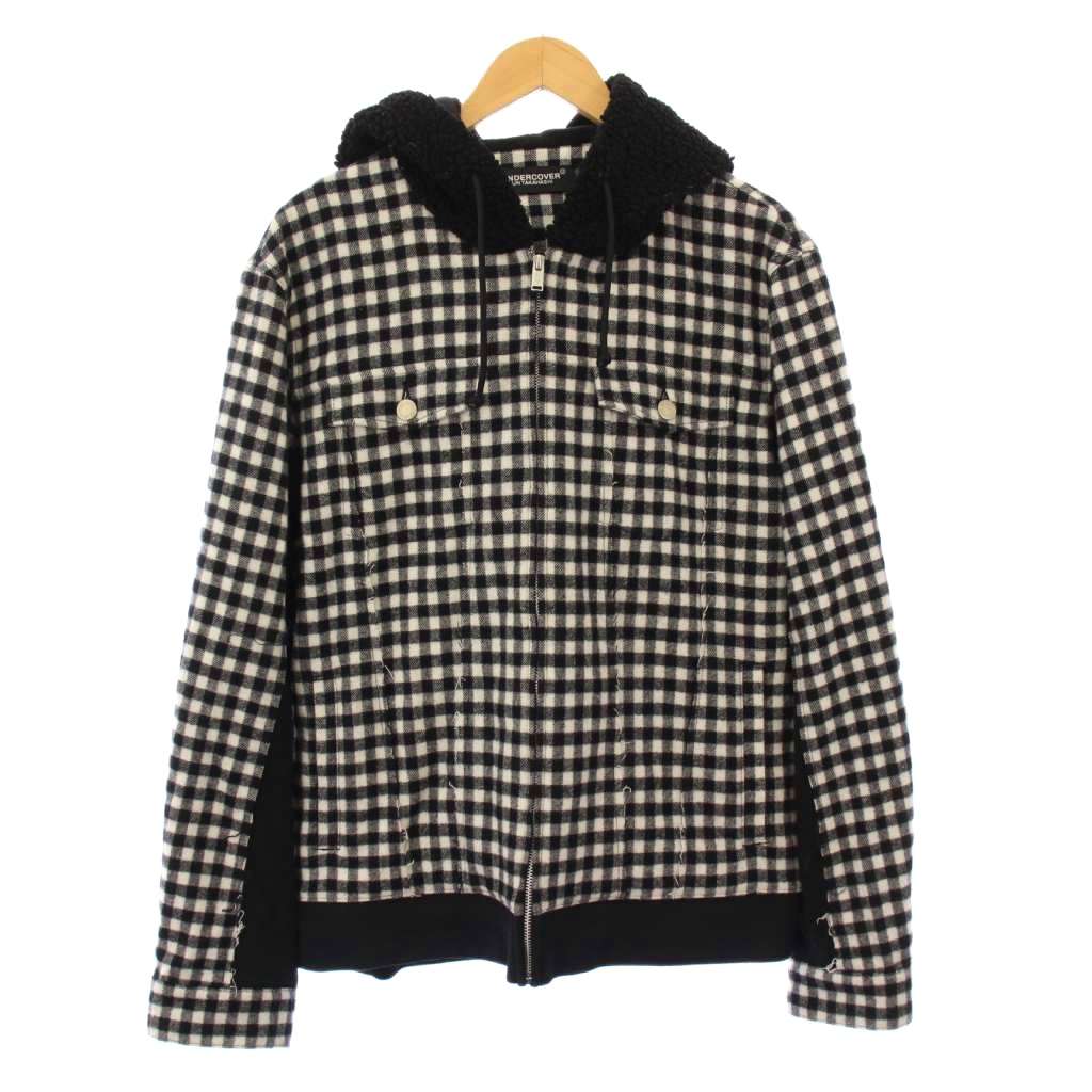 アンダーカバー UNDERCOVER 23AW ギンガムウールモッサ後切替フード付G 
