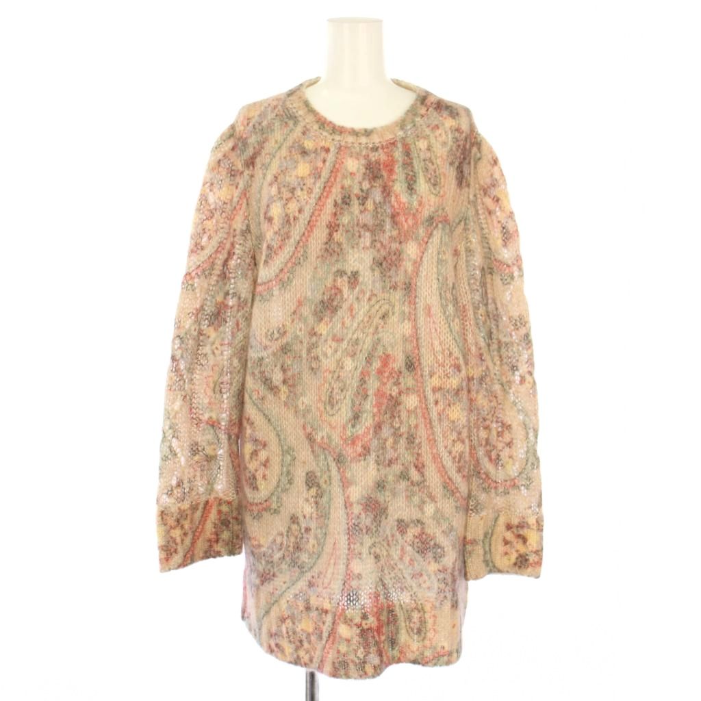 【美品】ETRO エトロ　ピンクの長袖ニット&シルク トップス エトロ ETRO ニット セーター 長袖 ペイズリー モヘヤ シルク混 48