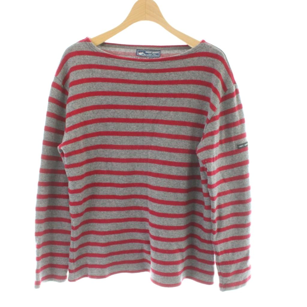 セントジェームス SAINT JAMES ニット ウール SM 赤 レッド グレー 