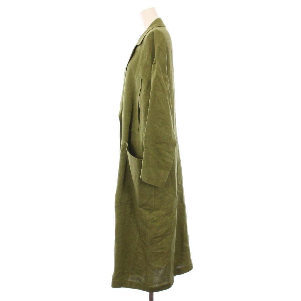 マックスマーラステュディオ Max Mara Studio ダスターコート チェスターコート アウター ロング リネン 36 カーキ 612101216 /KH レディース