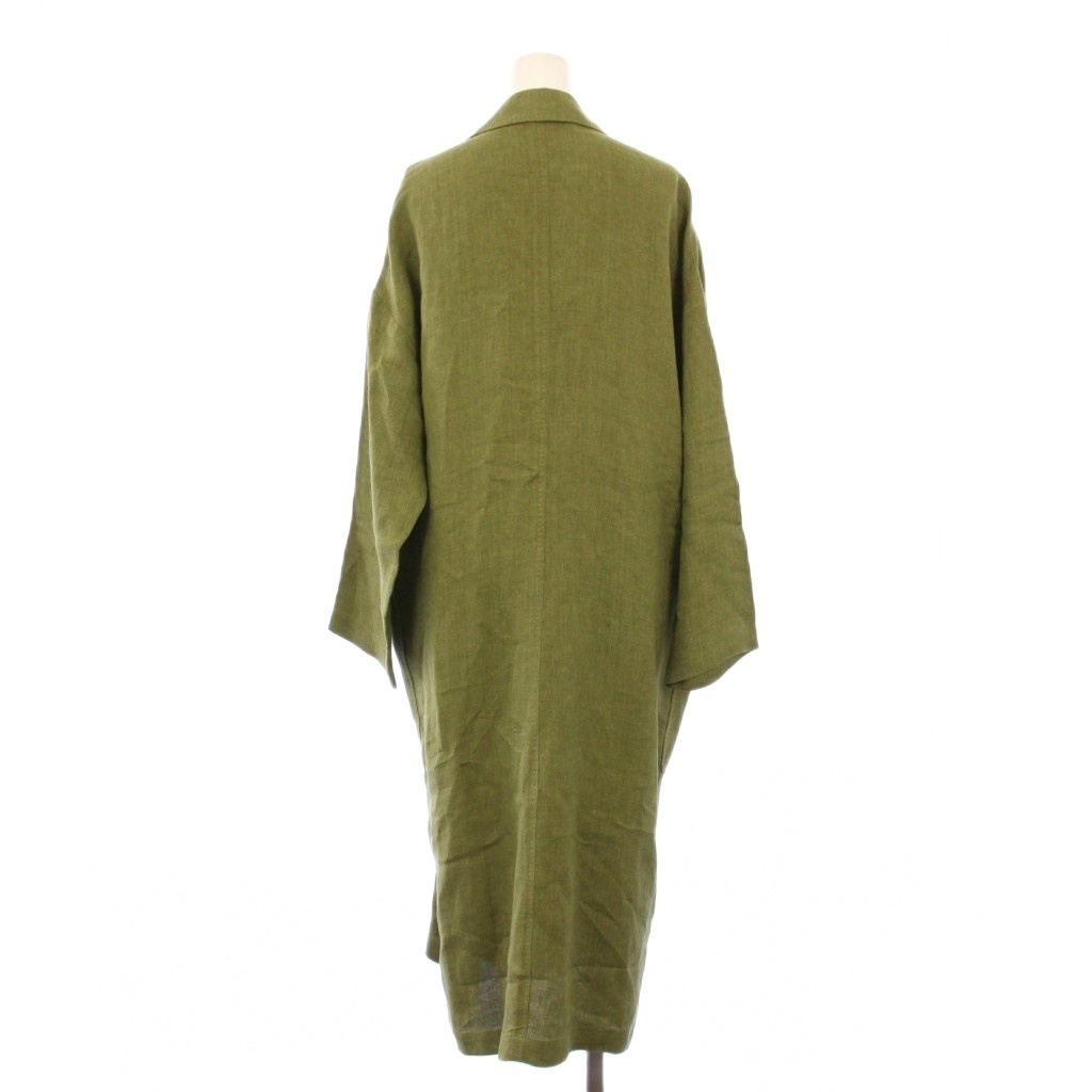 マックスマーラステュディオ Max Mara Studio ダスターコート チェスターコート アウター ロング リネン 36 カーキ 612101216 /KH レディース