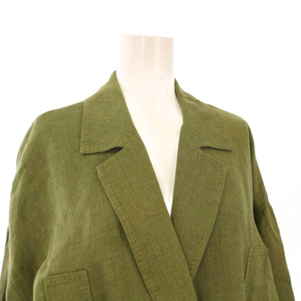 マックスマーラステュディオ Max Mara Studio ダスターコート チェスターコート アウター ロング リネン 36 カーキ 612101216 /KH レディース