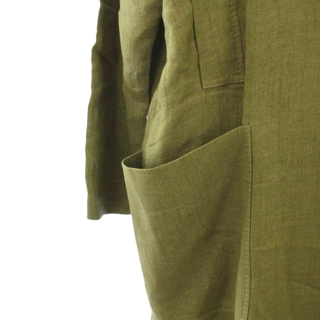 マックスマーラステュディオ Max Mara Studio ダスターコート チェスターコート アウター ロング リネン 36 カーキ 612101216 /KH レディース