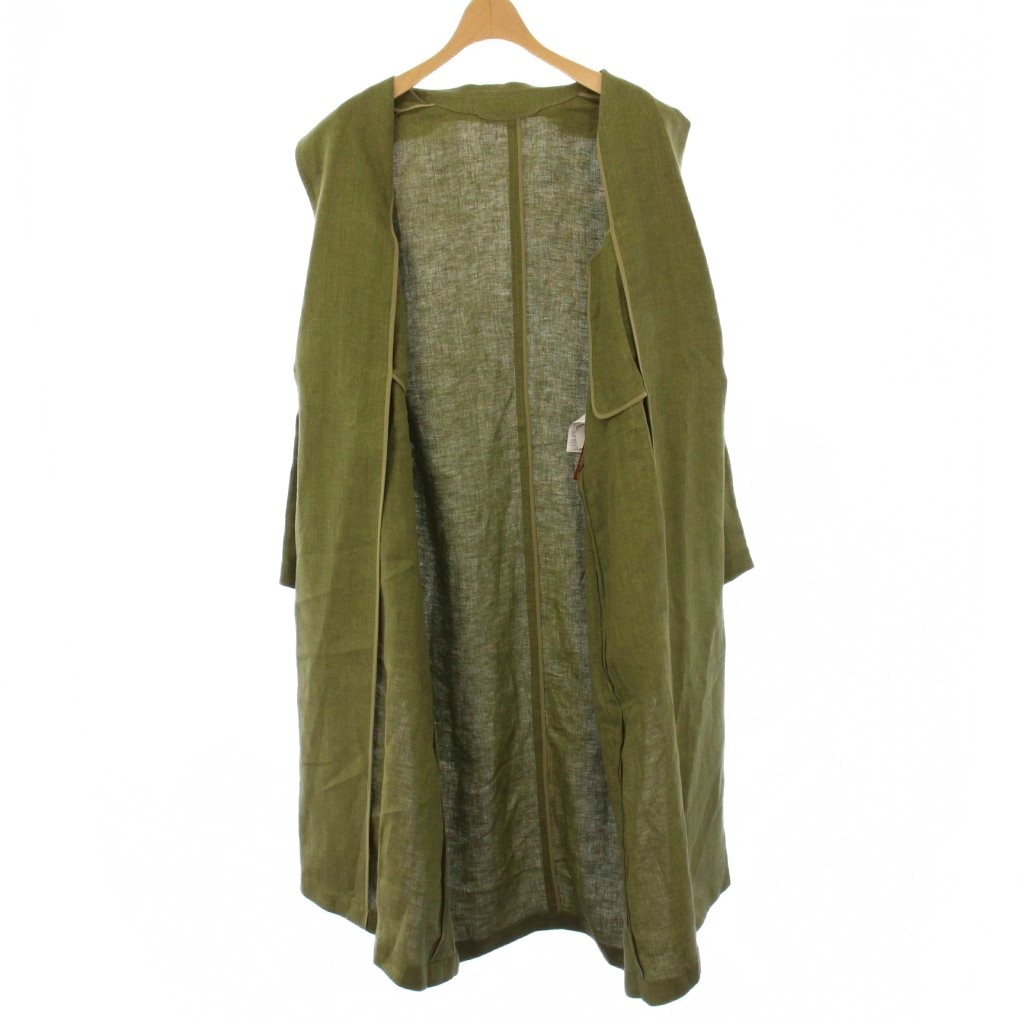 マックスマーラステュディオ Max Mara Studio ダスターコート チェスターコート アウター ロング リネン 36 カーキ 612101216 /KH レディース