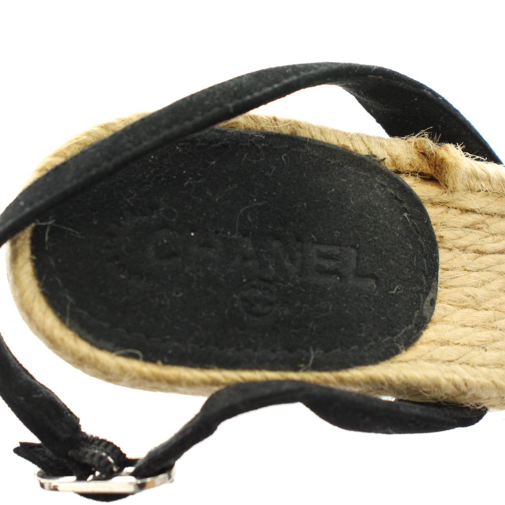 シャネル CHANEL カメリア ココマーク サンダル ヒール ストラップ 35 黒 ブラック /AN66 レディース