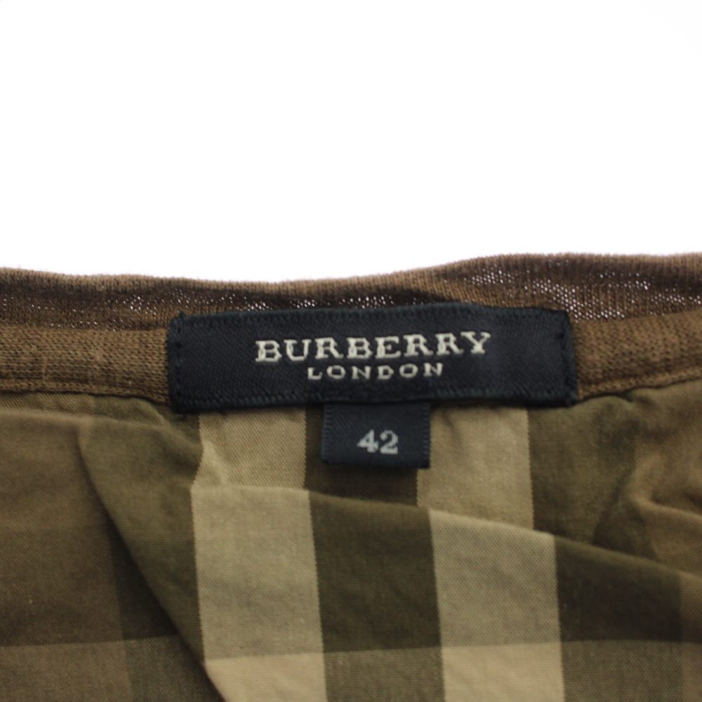 バーバリー ロンドン BURBERRY LONDON Tシャツ 麻 42 茶 長袖 ヘンリー 
