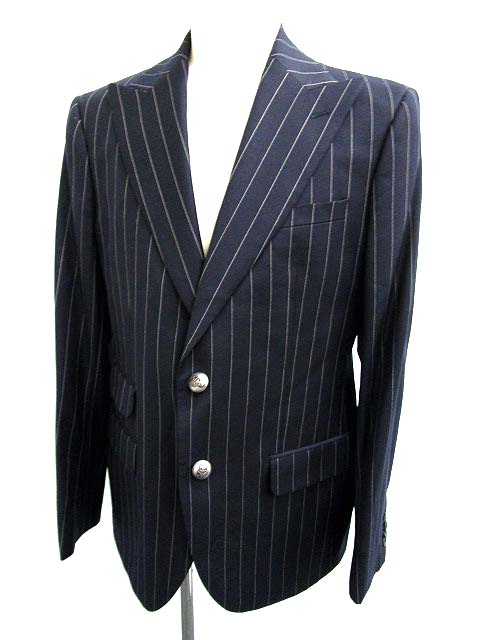 ハイドロゲン Hydrogen セットアップ 上下 スーツ ストライプ 52 紺 Ek962 メンズ 081 ベクトルパーク