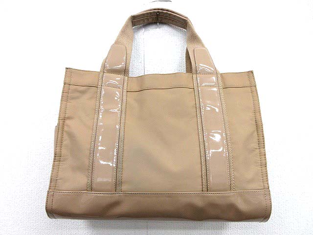 トリーバーチ TORY BURCH トートバッグ ナイロン エナメル ベージュ 