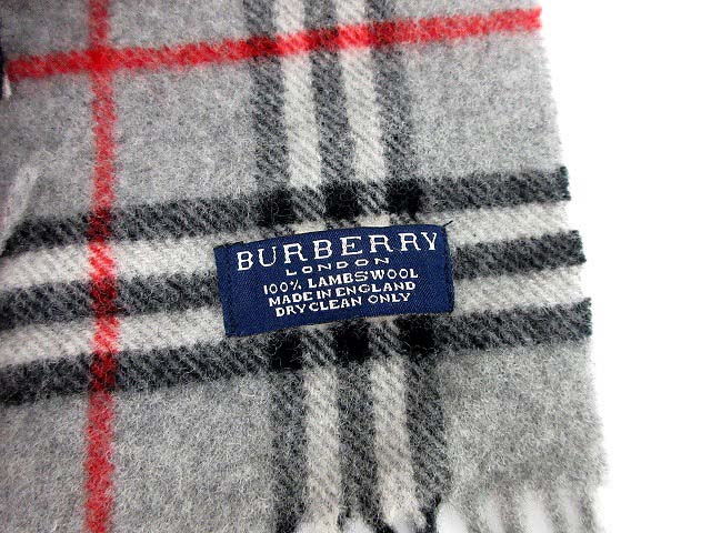 バーバリー ひざ掛け / ブランケット ウール100％ グレー マフラー