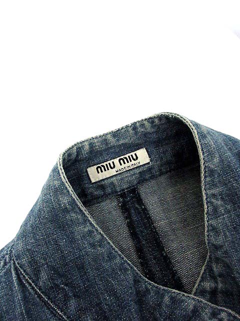 ミュウミュウ miumiu シャツ ブラウス デニム 長袖 ペプラム 38