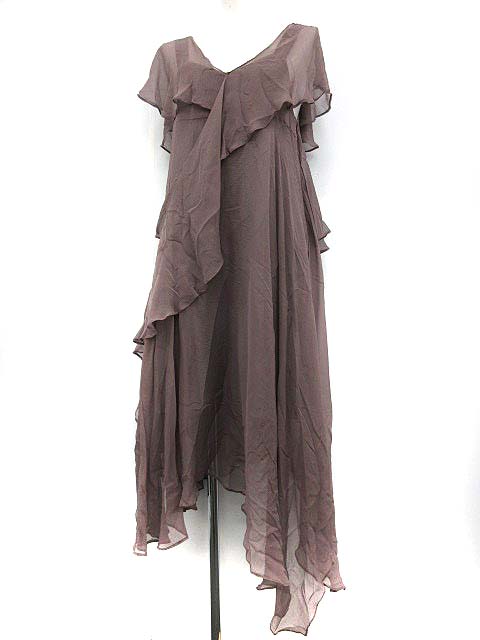 メゾンドリーファー Maison De Reefur Li Hua ワンピース ロング フリル シルク 38 紫 Ym レディース 081 ベクトルパーク