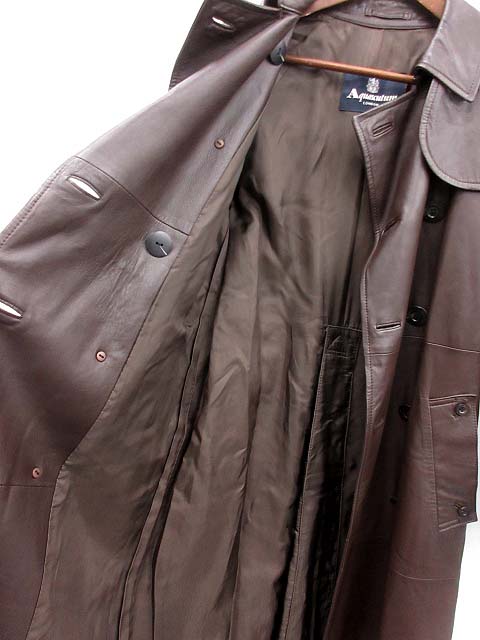 アクアスキュータム AQUASCUTUM トレンチコート レザー 羊革 茶 /EK 