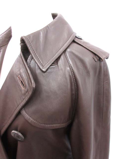 アクアスキュータム AQUASCUTUM トレンチコート レザー 羊革 茶 /EK