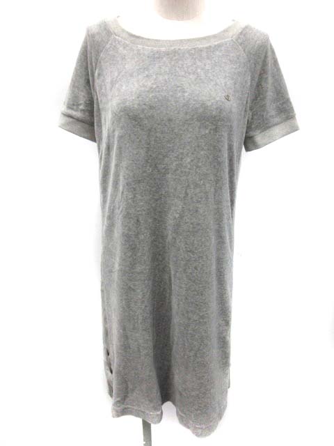 グッチ GUCCI ワンピース ひざ丈 ベロア 半袖 M グレー /EK レディース  