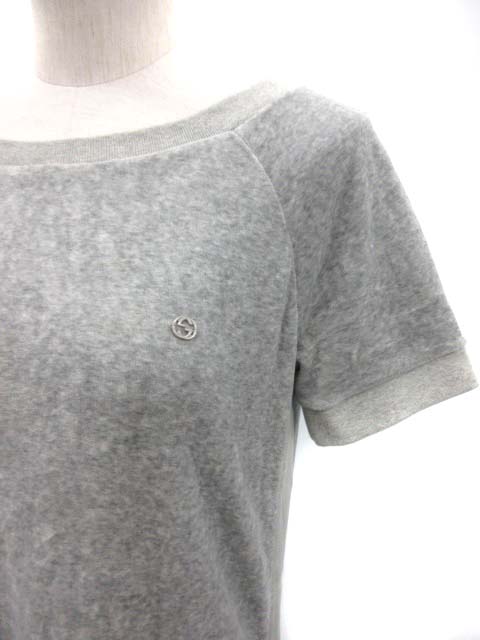 グッチ GUCCI ワンピース ひざ丈 ベロア 半袖 M グレー /EK レディース  