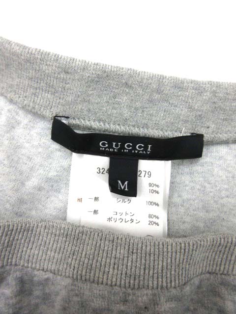 グッチ GUCCI ワンピース ひざ丈 ベロア 半袖 M グレー /EK レディース  