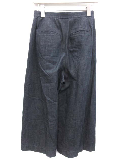 エンフォルド ENFOLD ワイドパンツ シャンブレー リネン 36 インディゴ  