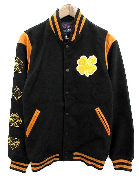 ミシカ MISHKA スタジャン ジャケット ブルゾン ワッペン M 黒 /☆K 